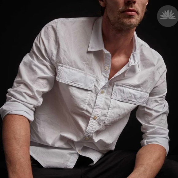 NWT Standard James Perse Men's Cotton Western Button Down Shirt, M/2 - Picture 3 of 13